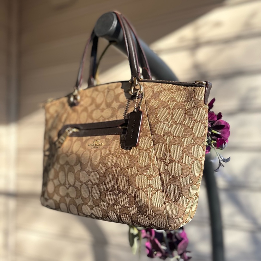 Coach Prairie Satchel in Signature Jacquard | 58875 | Brown Hangtag | GUC - Picture 2 of 11